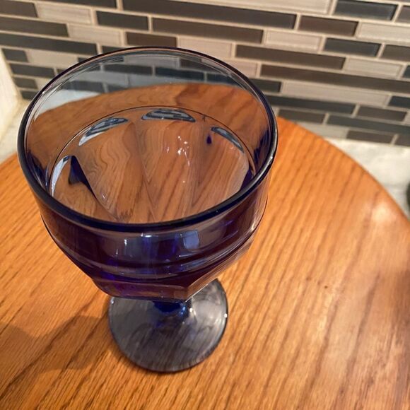 Libbey Glass Duratuff Cobalt Blue Glass Tumbler Goblets Iced Tea Goblet 1970’s - Picture 3 of 4